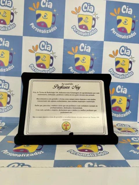 Placa de Homenagem Personalizada - Estojo Veludo 25x19cm