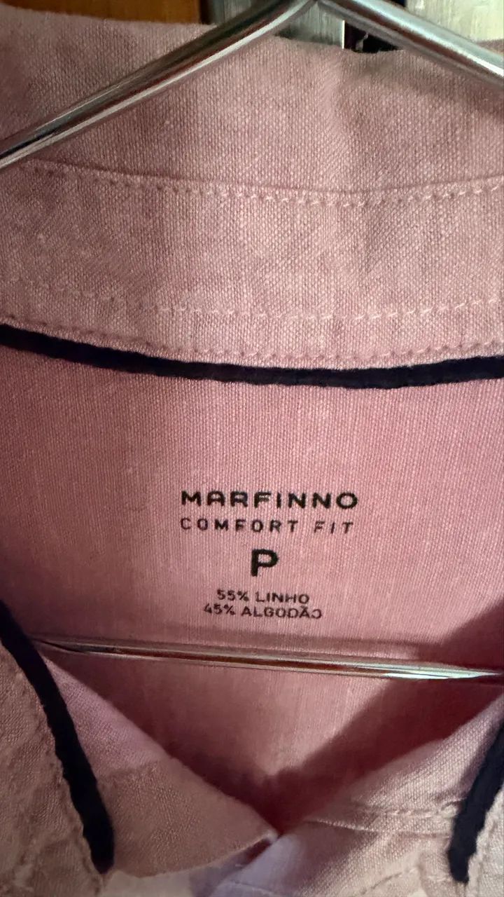 Camisa Linho Marfino Manga Longa P - Foto 3