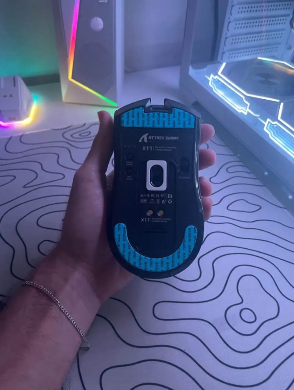 Mouse Gamer Attack Shark X11 RGB Com Base P/ Carregar - Foto 5