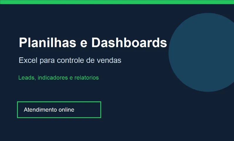 Planilhas e dashboards em Excel para negócios