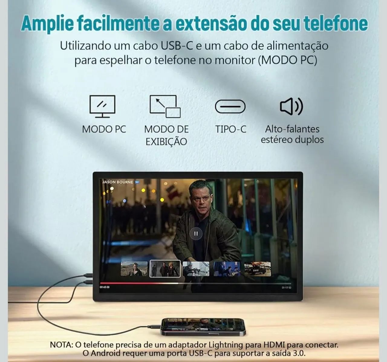 SUPERPROMOÇÃO!! Monitor portátil IPS 1920x1080 e tela de 15.6 lacrado - Foto 2