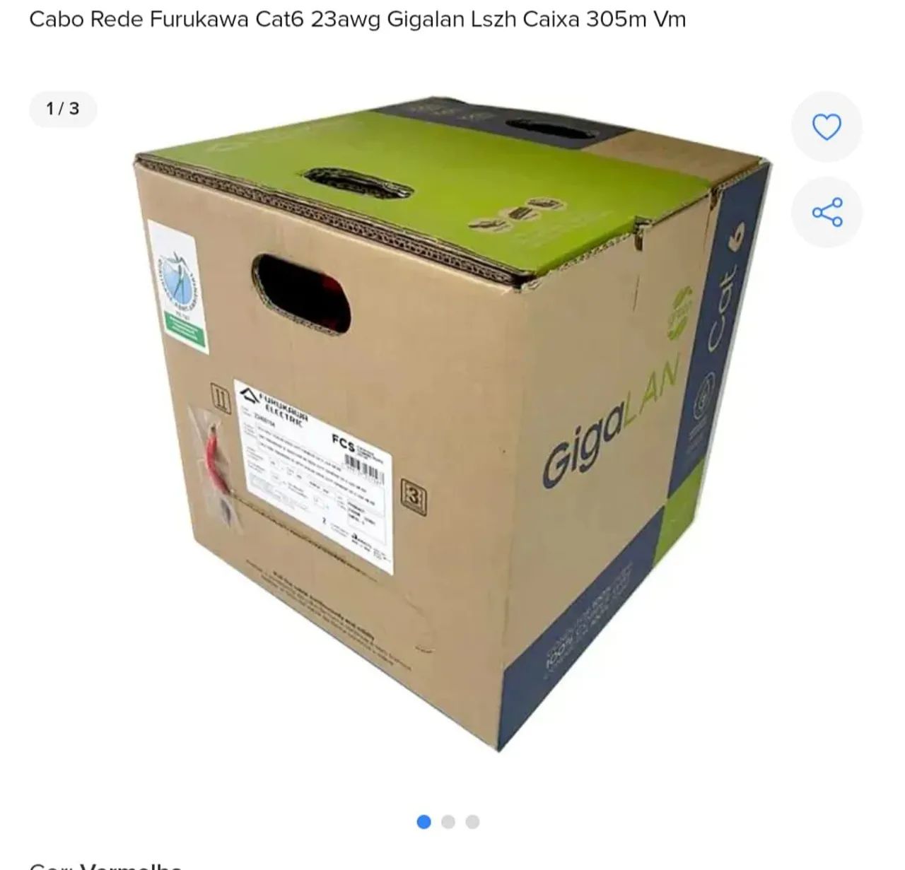 Cabo de rede cat. 6 Gigalan  1.100 reais