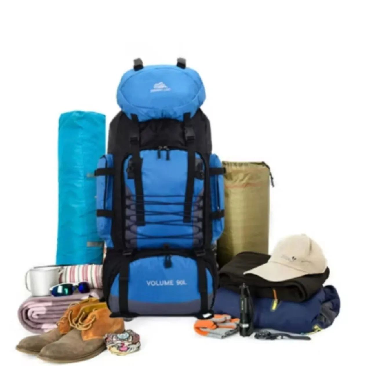 Mochila acampamento 90 litros Material nylon impermeável 600d de alta qualidade - Foto 6