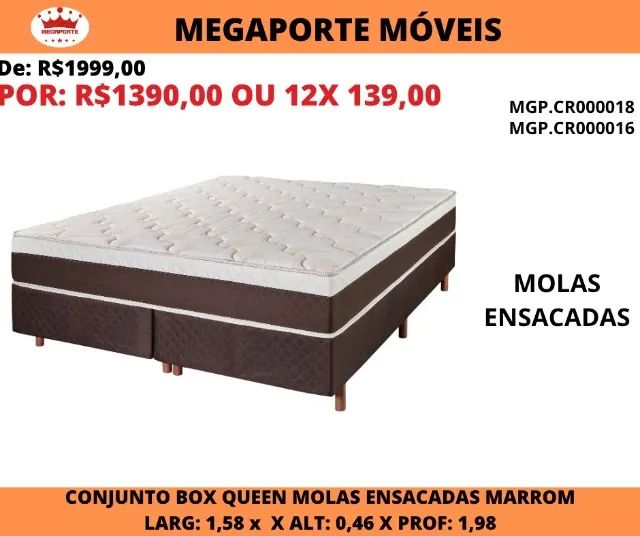 CAMA BOX CASAL QUEEN MOLAS ENSACADAS 