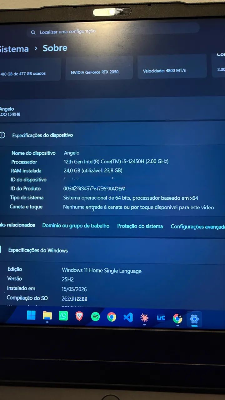 Lenovo LOQ - RTX 2050 - 24gb Ram - Foto 5