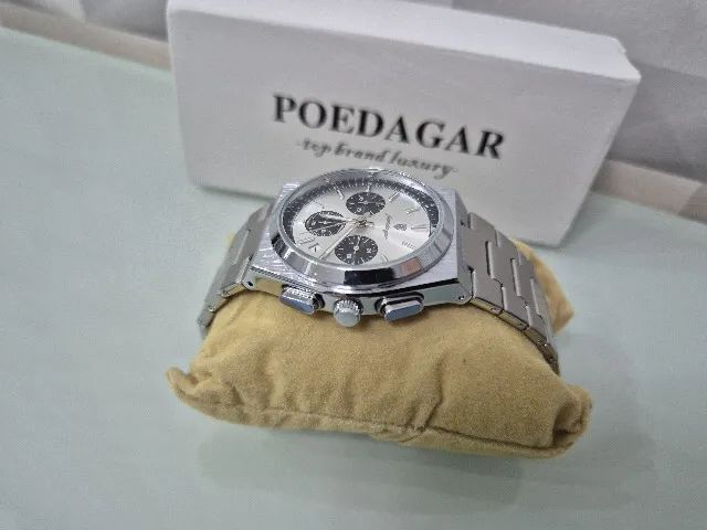 Relógio de pulso Poedagar 970 Silver White Black com pulseira em aço - Foto 3