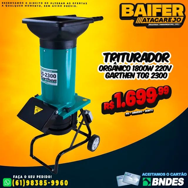 Triturador Orgânico 1800W 220V Garthen Tog 2300