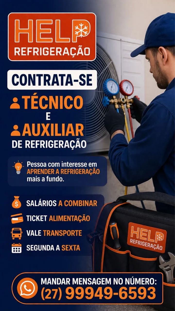 Contrata-se mecânico e auxiliar de refrigeração 