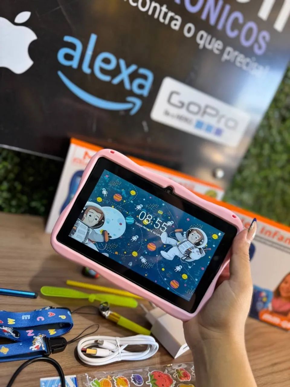 Tablet Infantil Mini Men Rosa 128G - PRODUTO NOVO COM GARANTIA