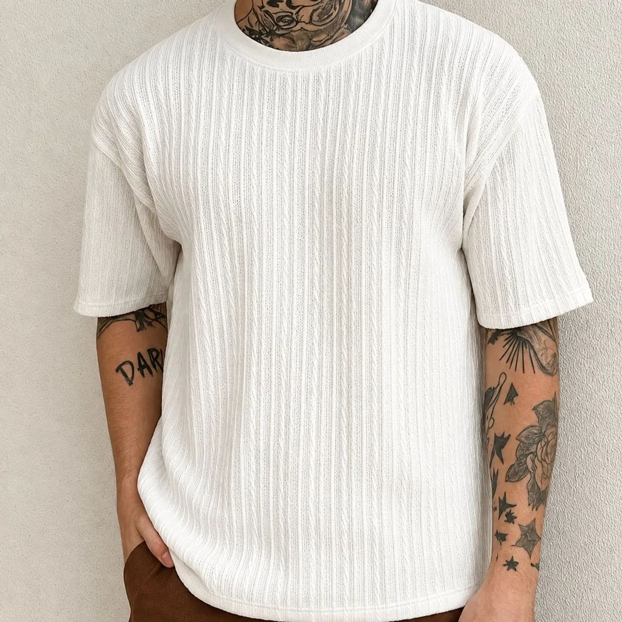 Camiseta Oversized Masculina Branca - Foto 2