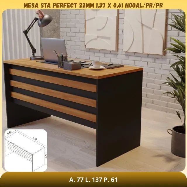 Mesa de Escritório Star 1.37m - Entrega e Monta na Hora