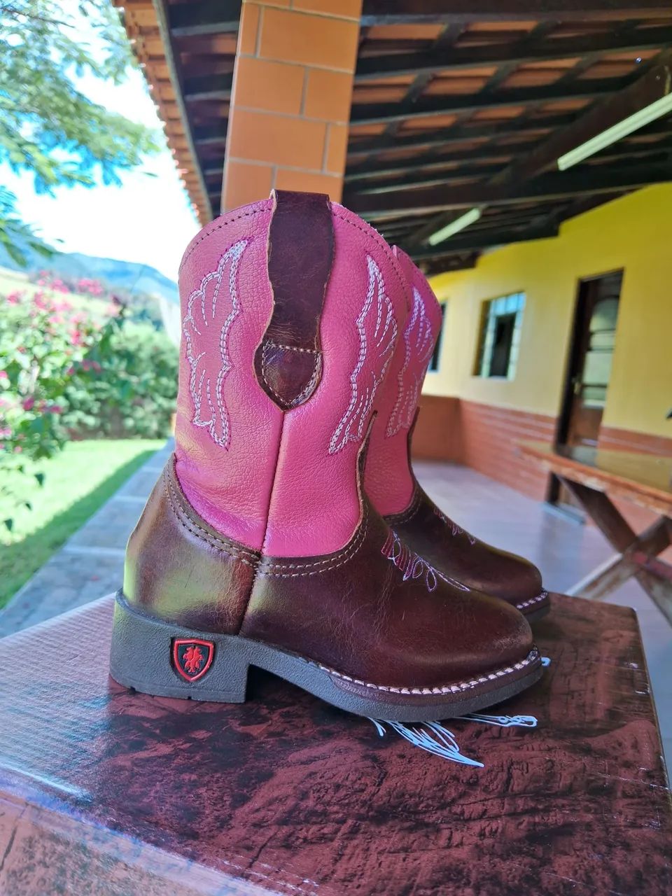 Bota Country texana infantil,café,numero 21/Rosa - Foto 5