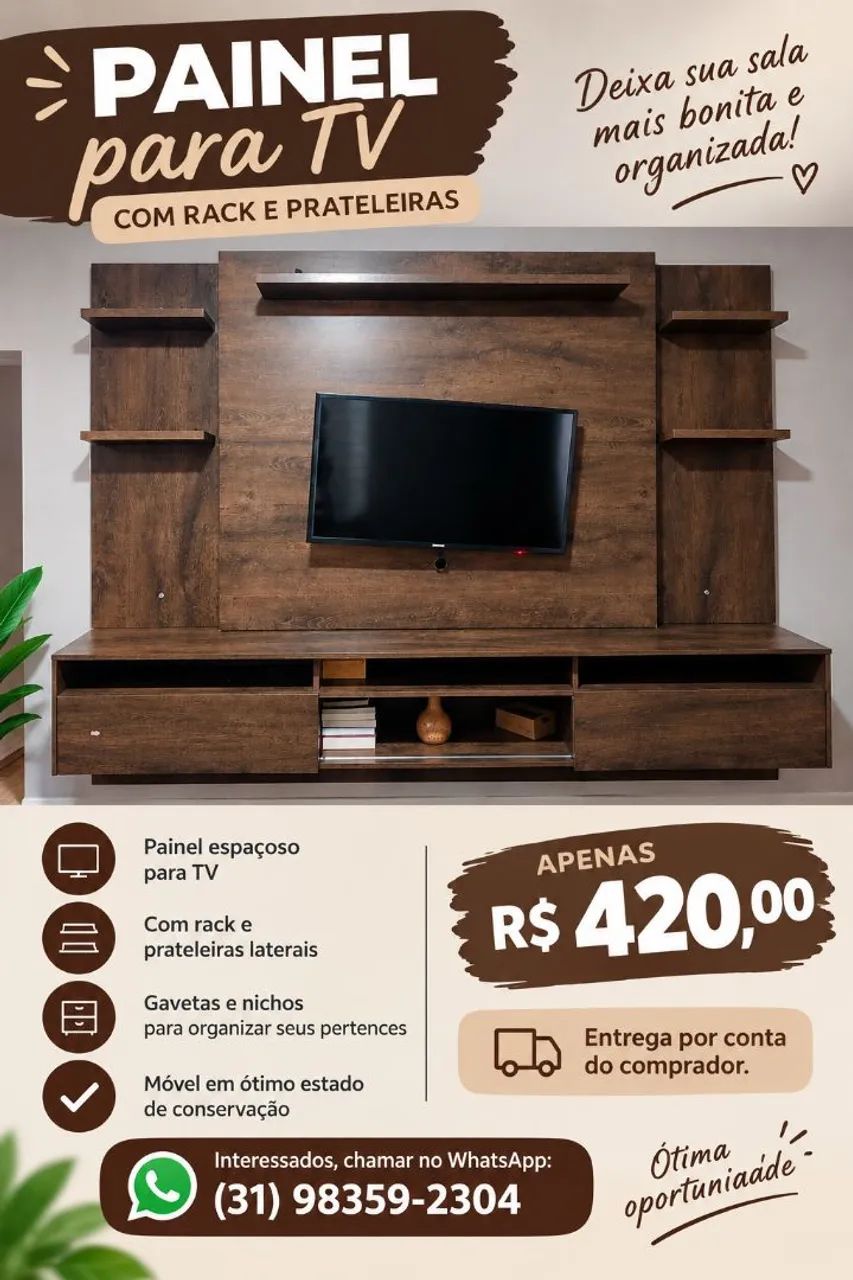 Painel de tv comprimento 2.18 cm , altura 175.