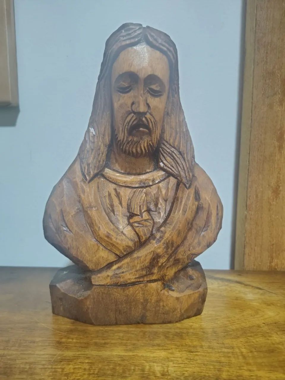 Escultura madeira de lei entalhada Jesus cristo - Foto 4