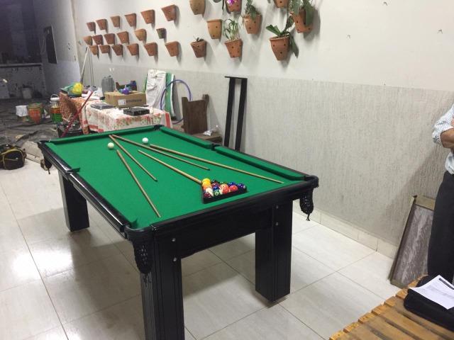 Mesa Madeira de Bilhar | Mesa Preta | Tecido Verde | Modelo: ZFNX6609 - Foto 3