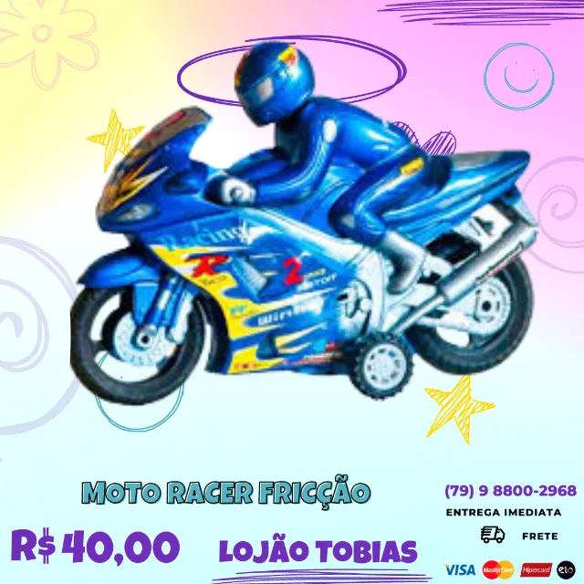 Moto 1600 C/ Rodas Fricção Bonita Coleção Corrida Infantil