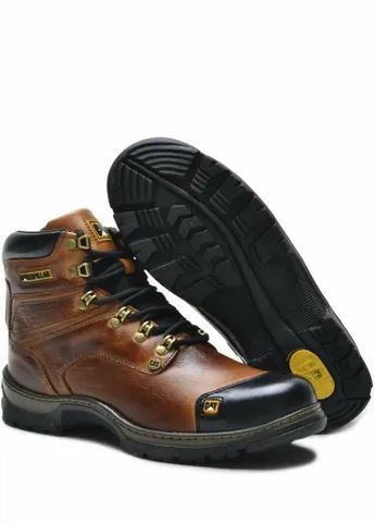 Botas coturno caterpillar couro original com palmilhas em gel laranja  - Foto 4