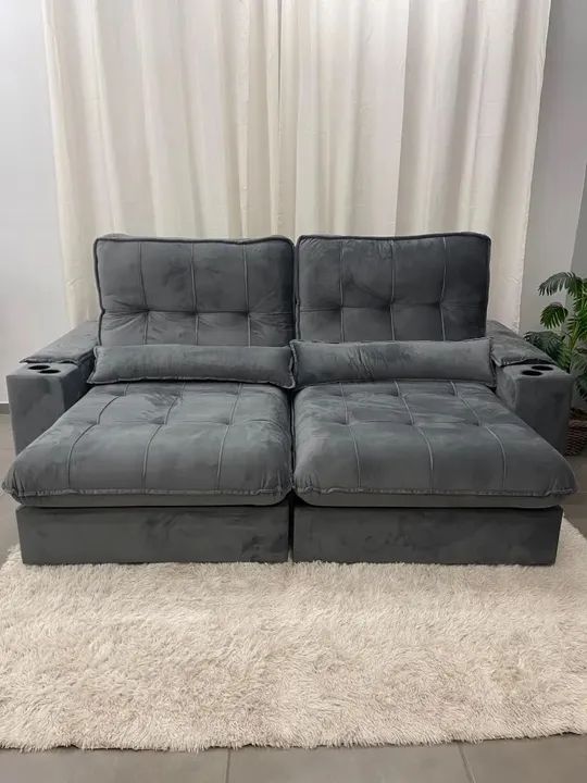 Sofá Retrátil e Reclinável Veneza 250cm Molas Ensacadas p654 - Foto 2