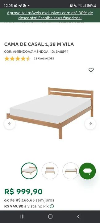Cama de Casal 1,38m Tok&Stok