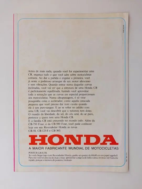 Honda CB 50, CB 125 e CB 360 - Folder, catálogo, encarte - Foto 3