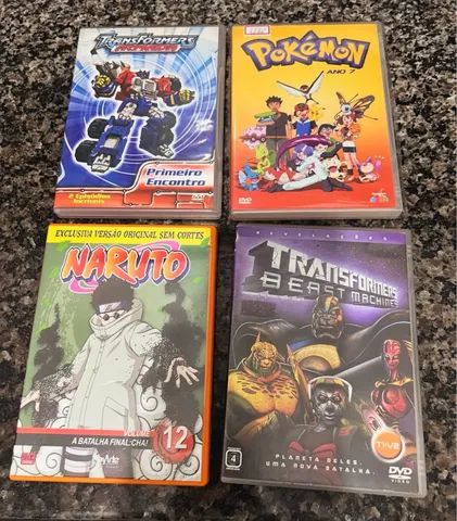 4 dvds Transformers, Naruto e Pokémon, os 4 por 35,00