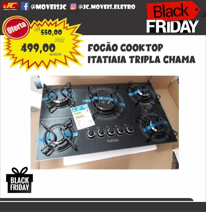 Fogão Cooktop Itatiaia Mega  Chama - Black Friday