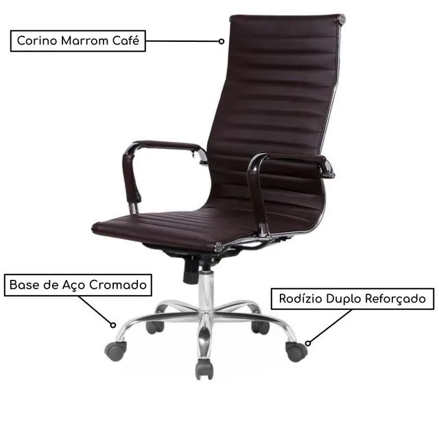 Cadeira Presidente Charles Eames Esteirinha - MARROM CAFÉ - Foto 3