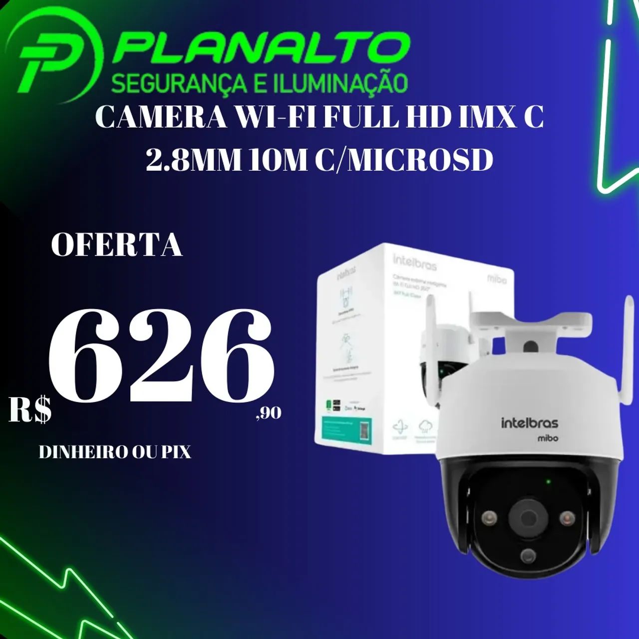 Câmera Wi-Fi Full HD Intelbras MIBO - 2.8mm 10m - R$ 626,90