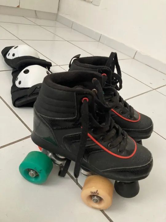 Patins Infantil Roller Quad Preto Oxelo  - Foto 2