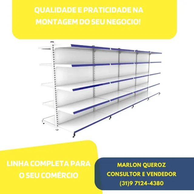 Gondola de Centro 5 bandejas Polar  com Porta Etiqueta