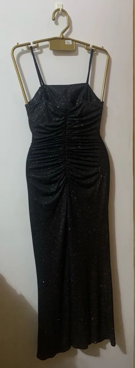 Vestido Festa preto para festa com lantejoulas  - Foto 4