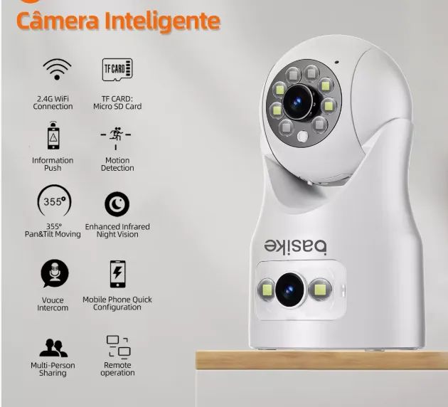 Câmera Wi-Fi Inteligênte Lente Dupla Visão Noturna e Intercomunicador  - Foto 2