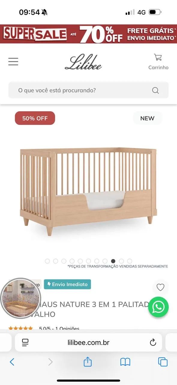 Berço Lilibee + colchão  - Foto 3