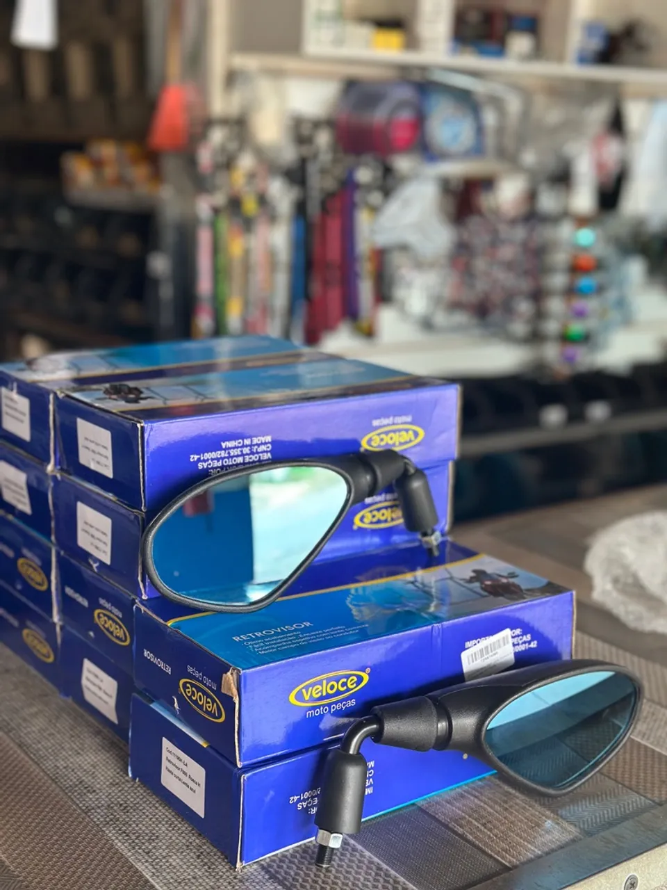 Retrovisor f800 curto lente azul