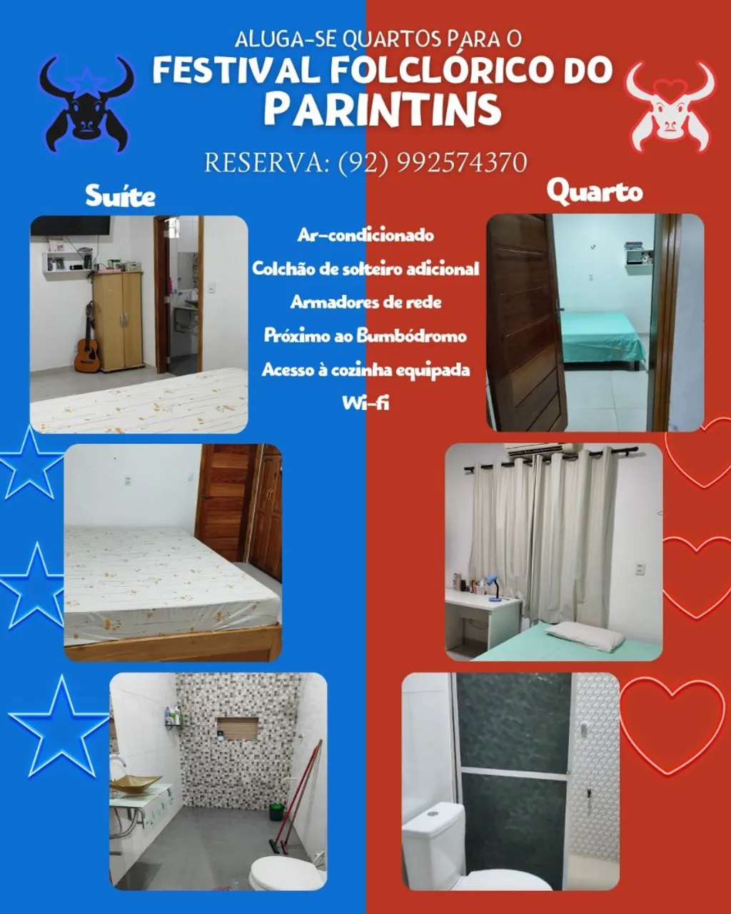 Alugo suíte e quarto FESTIVAL /PARINTINS - 2025.