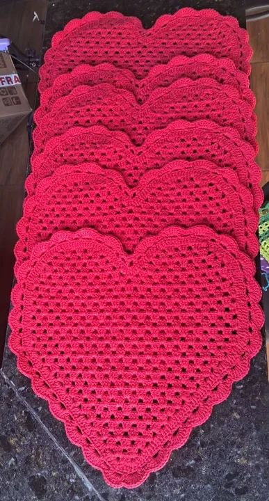 Jogo Americano em Crochê Vermelho