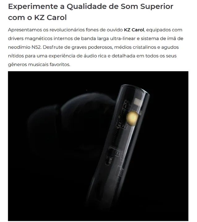 [NOVO] Fone KZ Carol Bluetooth 5.4 - Áudio Premium Cancelamento de Ruído - Foto 2
