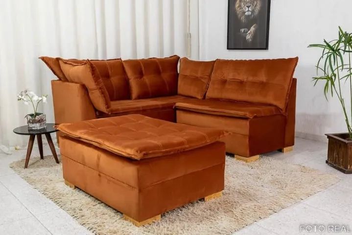 Sofá de Canto Vênus Veludo 3 em 1- Produto Novo Entrega Rápida - Foto 4