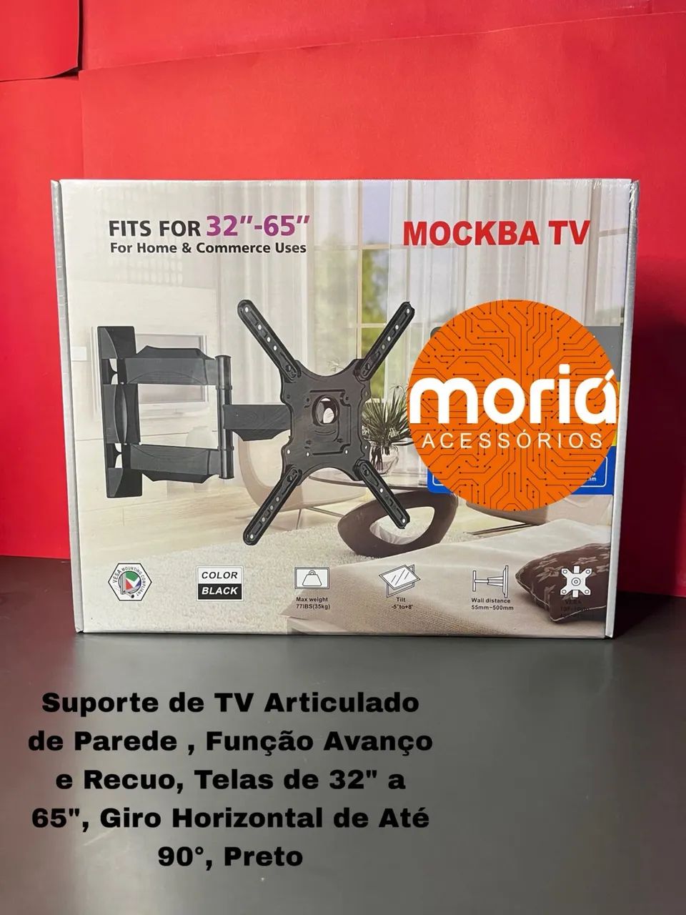 Suporte de tv Articulado Para Tv Até 65  Preto