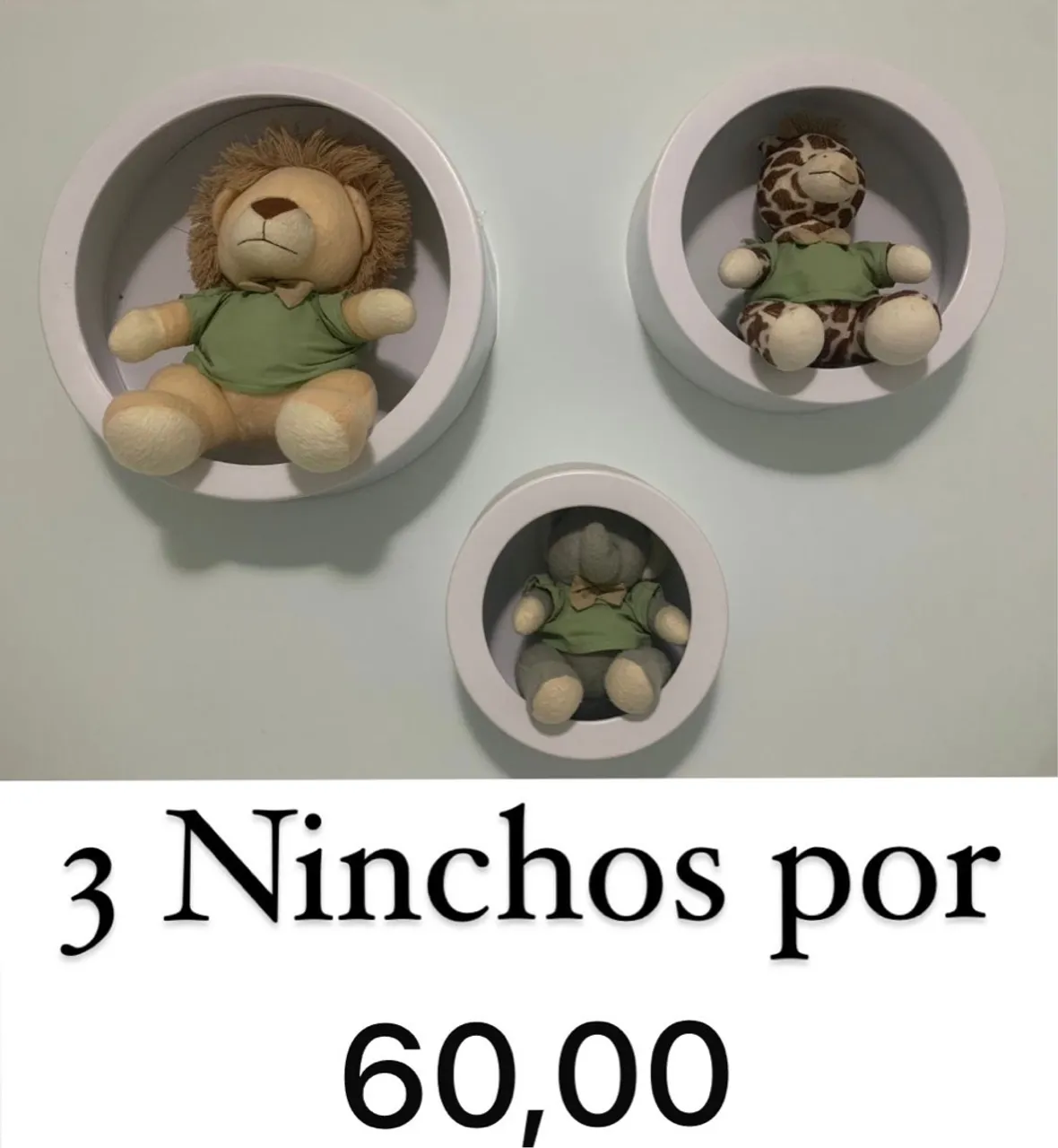 Nichos Decorativos com Pelúcias - Kit com 3