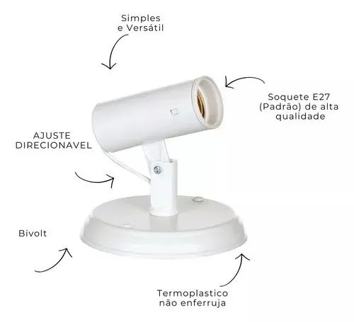 PROMOÇÃO! Spot Liso Direcionável 110v/220v Soquete E27- PONTA DE ESTOQUE - Foto 4