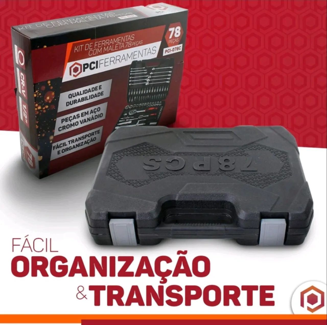 Kit Ferramenta Jogo Soquete Chave Combinada Catraca 78 Peças - Foto 4