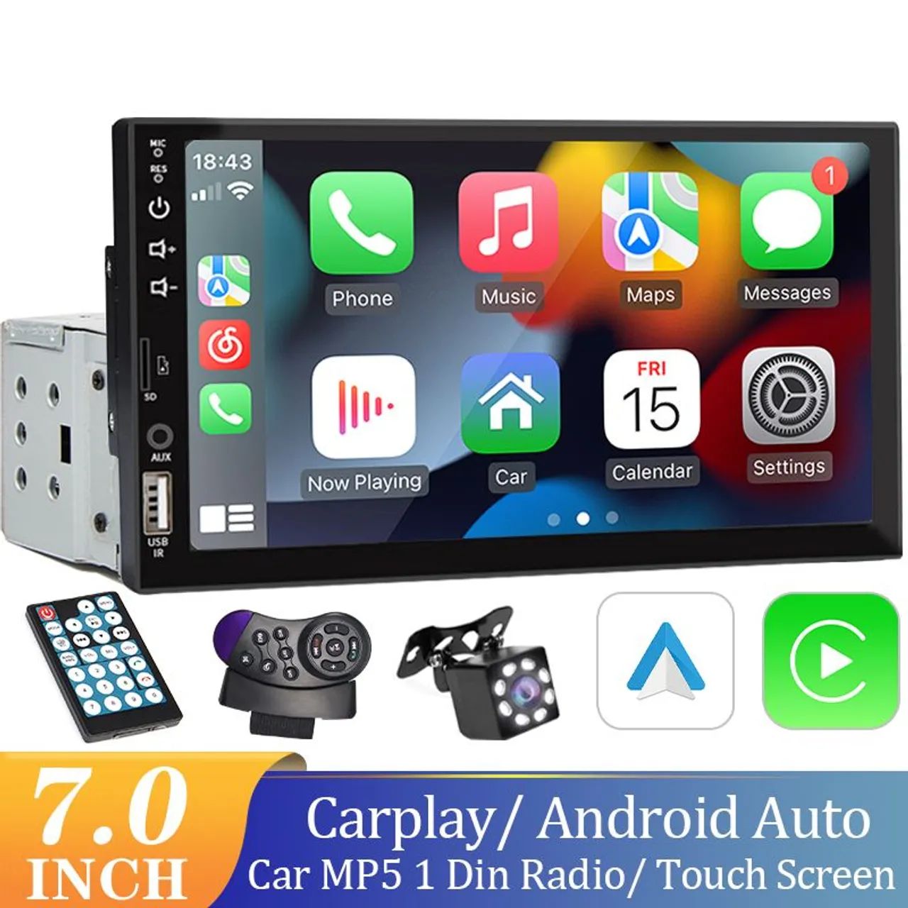 Aparelho central multimidia dvd  7 polegadas carplay android auto som carro - Foto 3