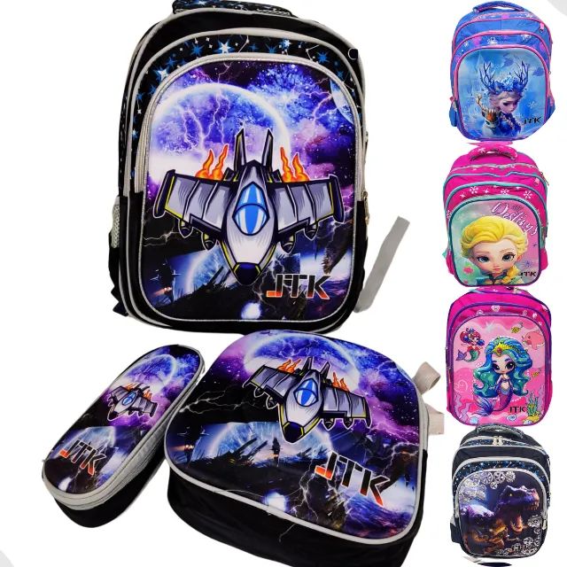 Mochila Infantil Costas Lancheira Térmica Estojo Kit Escolar