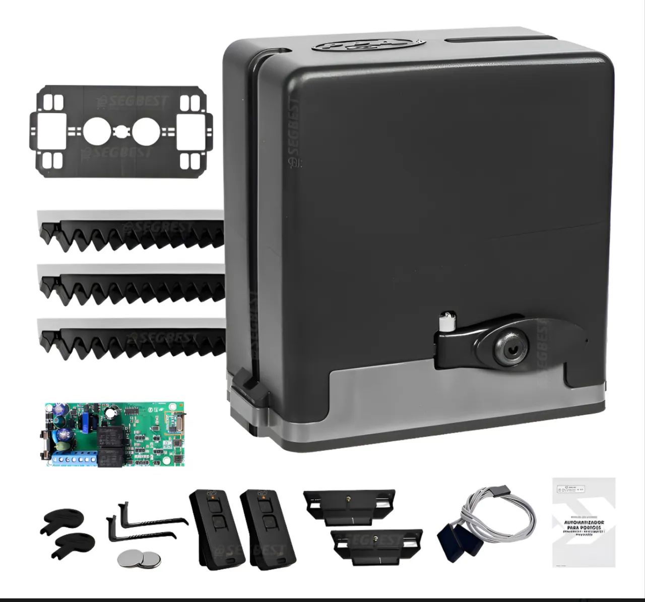 kit motor portão Dz Stark 400kg 2 controles 2m freq. 60hz tam. da engren z14