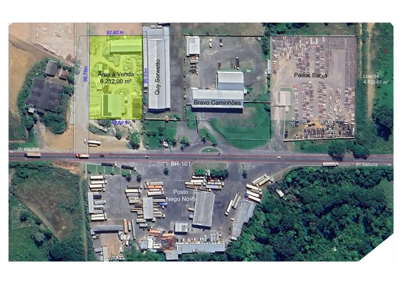 Terreno em frente ao Posto Nego Veio na BR 101 em Itabuna - Ba