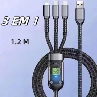 Cabo De Dados 3 Em 1 Nylon 100W 1.2mts - Foto 2