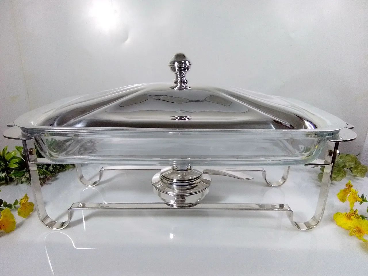 Luxuoso Réchaud Sheffield Plate Retangular