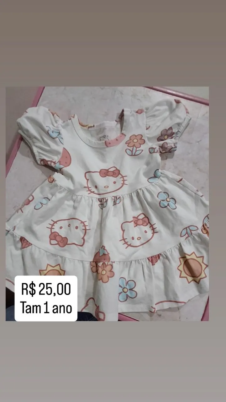 Vestido Infantil Hello Kitty Tam 1 Ano