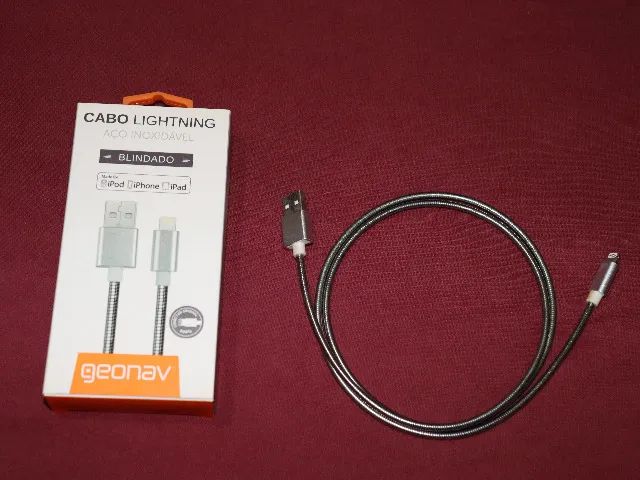 Cabo Lightning Geonav Blindado - Aço Inoxidável - iPhone, iPod, iPad - Foto 3